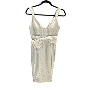 Mikael Aghal Women's Sleeveless V-Neck Linen Blend Part Dress Size 2 GUC